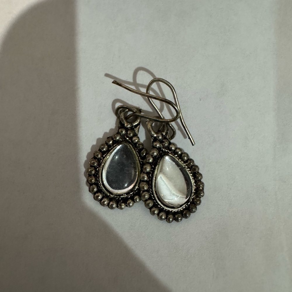 Elegant Silver and White Teardrop Earrings